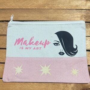 Makeup Is My Art Pink and White Pouch